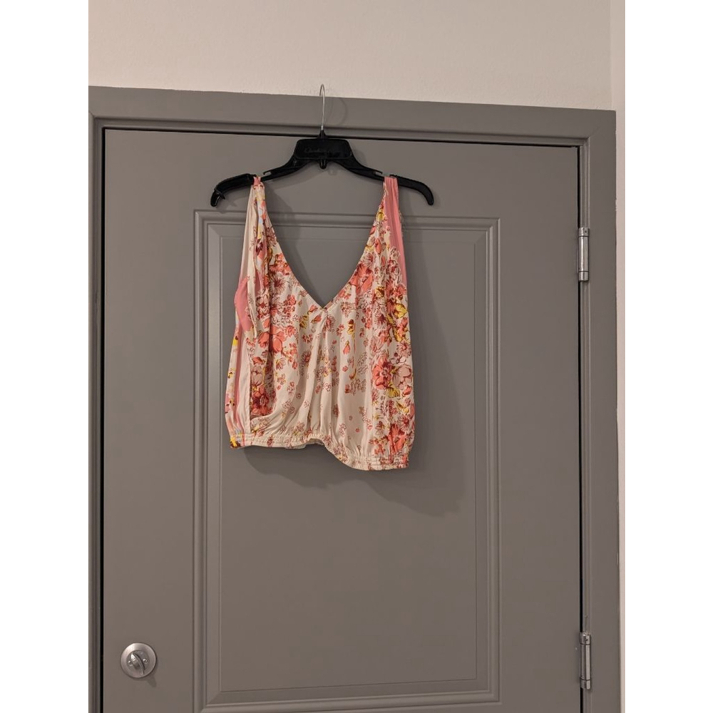 Women's Free People Floral Tank Top S White Pink